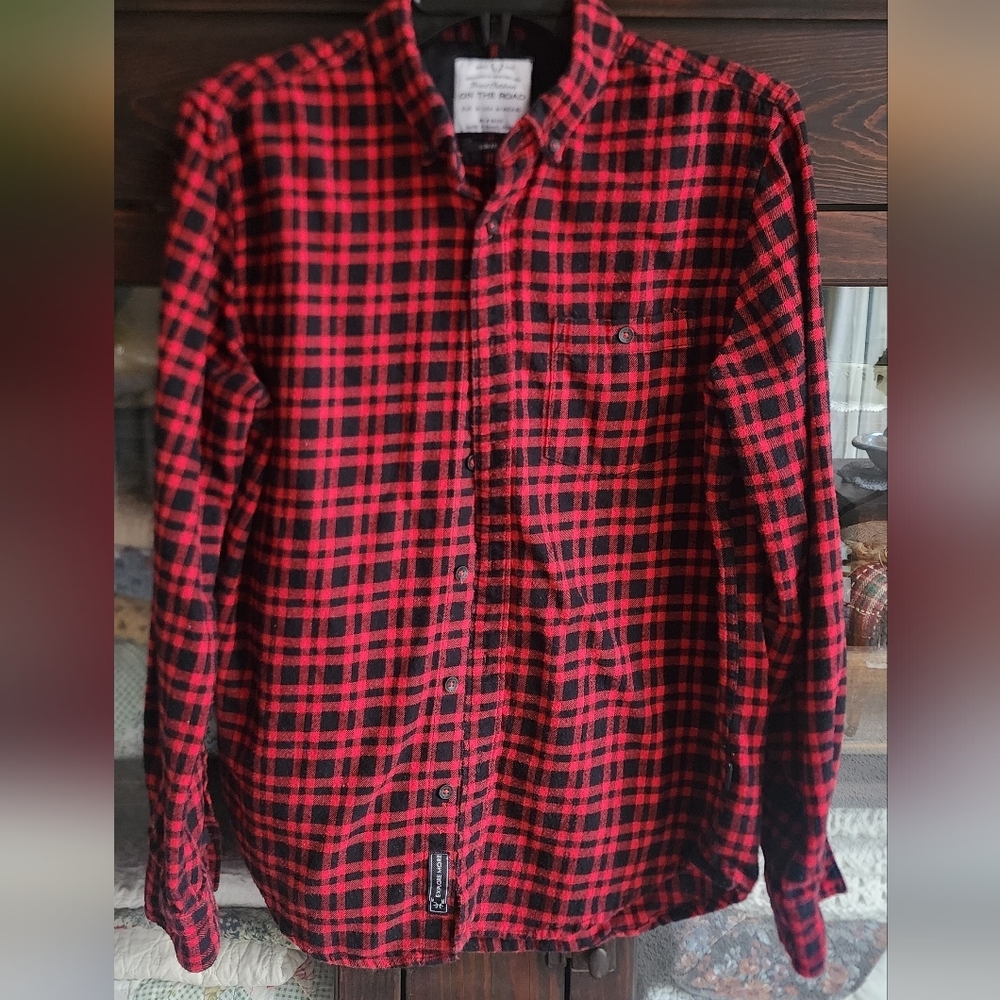 On The Road Red and Black Checkered Men's Shirt